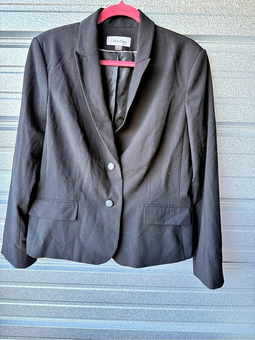 Calvin Klein Luxe Stretch Two-Button Notch Lapel Blazer Black Size 16